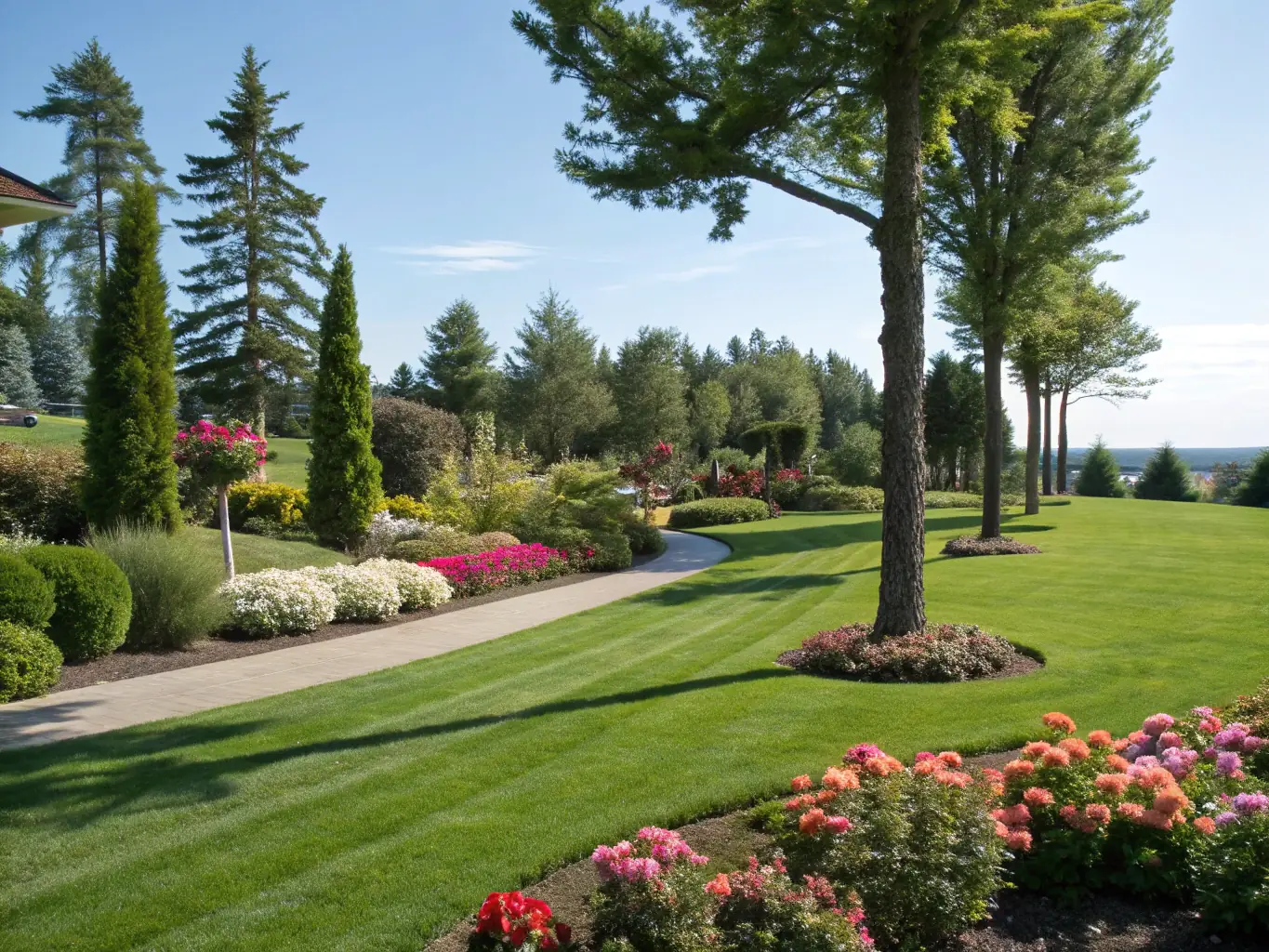 A scenic view of maintained rural spaces, with cleared paths and managed vegetation, showcasing the Rural Space Maintenance program of ASSOCIATION DES PROPRIETAIRES ET CHASSEURS DE LERE. The image should emphasize the beauty and accessibility of these spaces.