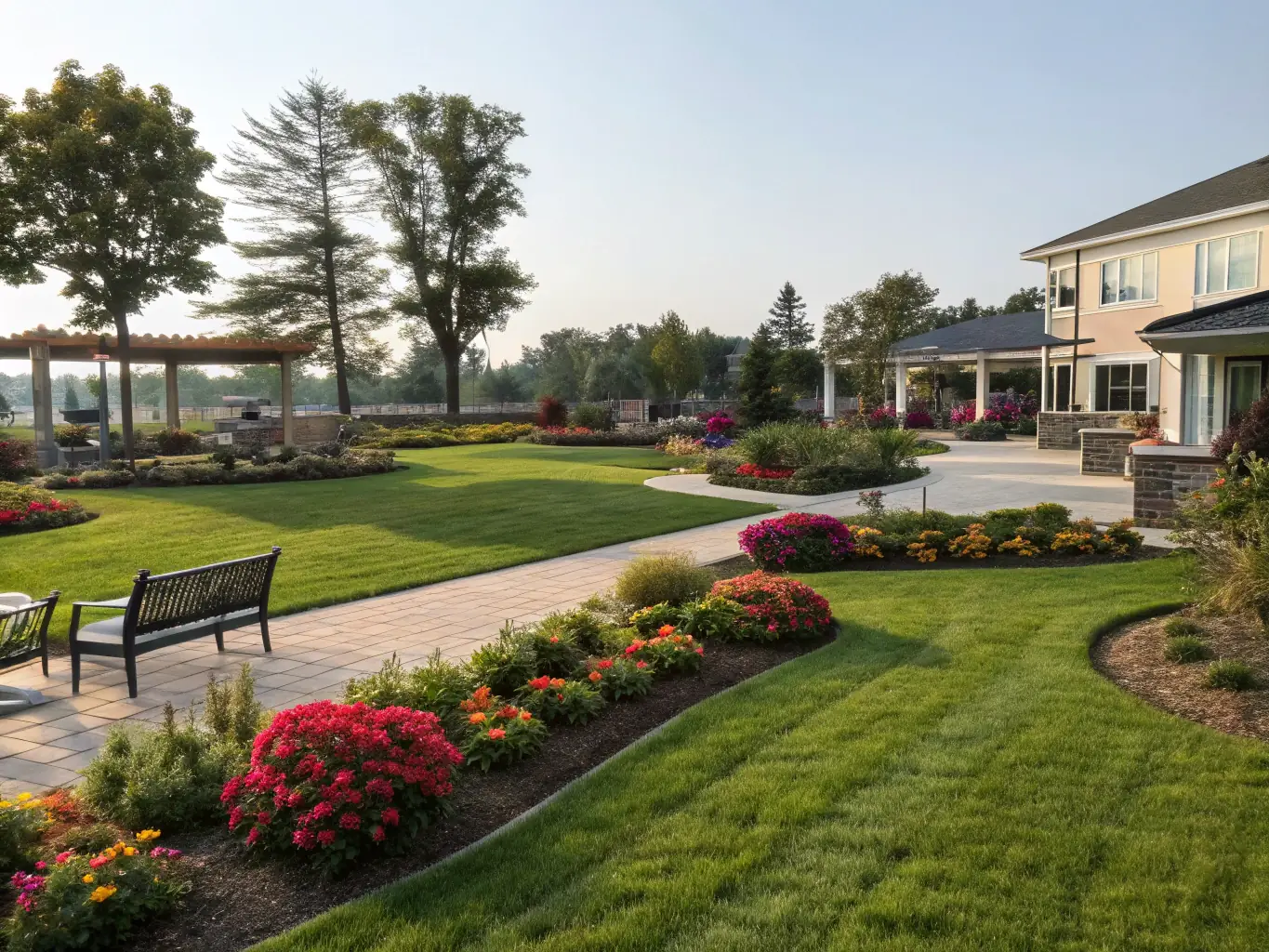 A well-maintained rural landscape with clear paths, managed vegetation, and accessible spaces for the community.